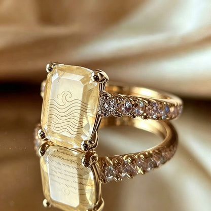 Ocean Wave Emerald Cut Ring