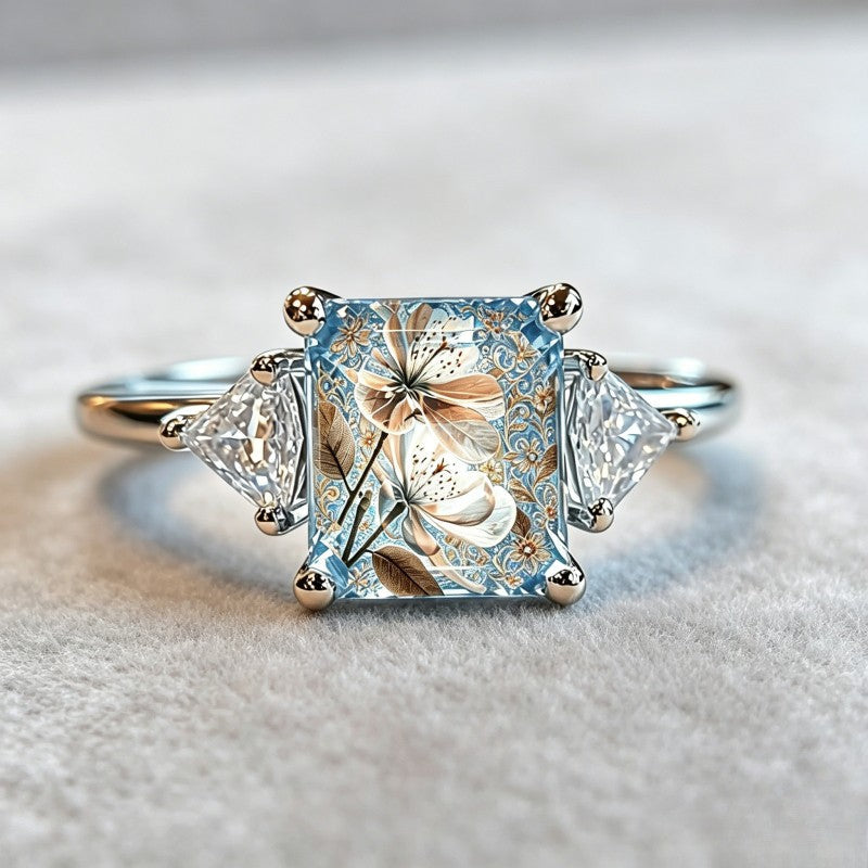 Blue Magnolia Square Ring