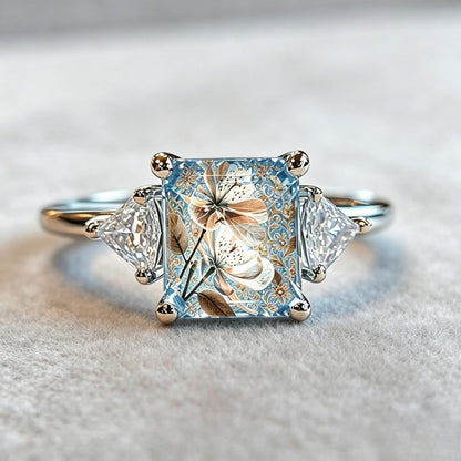Blue Magnolia Square Ring