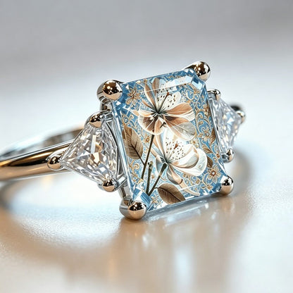 Blue Magnolia Square Ring