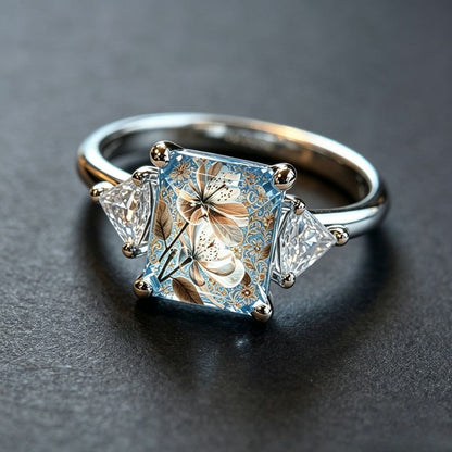 Blue Magnolia Square Ring