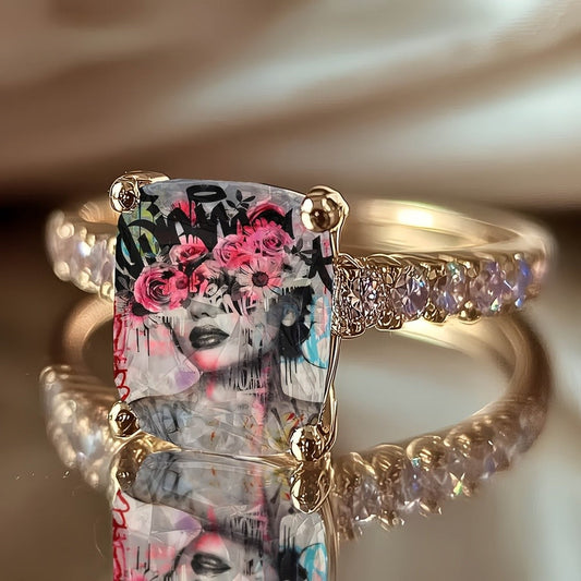 Floral Graffiti Portrait Ring