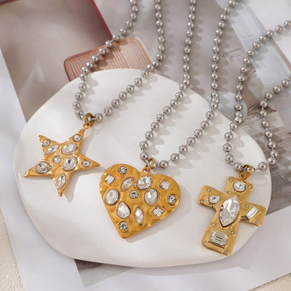 Mixed-Cut Crystal Cross Necklace