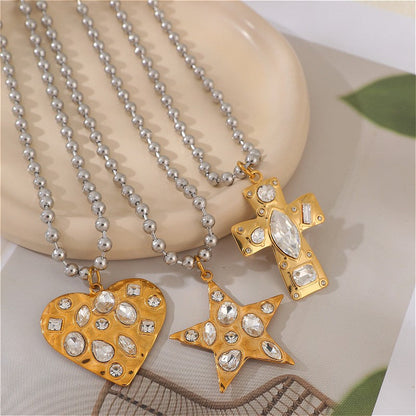 Mixed-Cut Crystal Cross Necklace