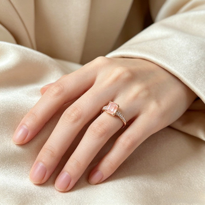 Pink Square Stone Ring