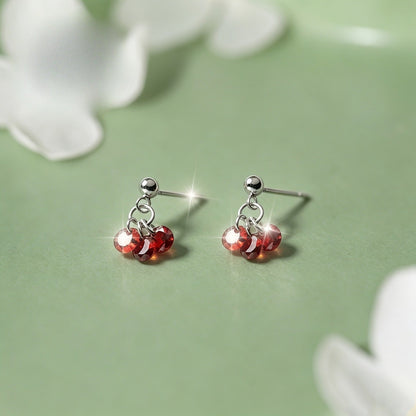 Red Crystal Cluster Drop Earrings