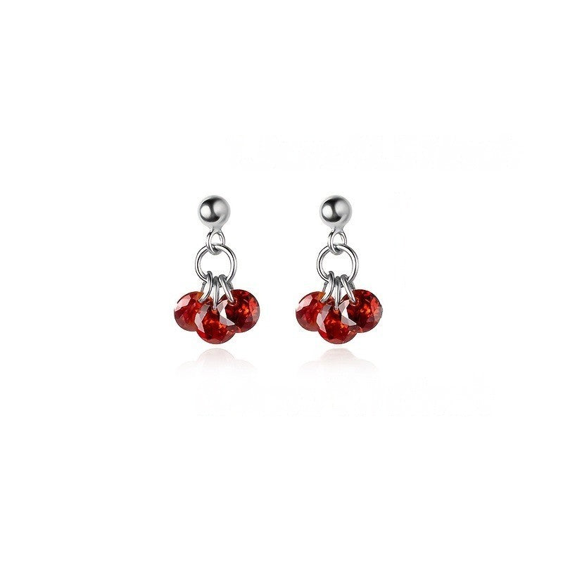 Red Crystal Cluster Drop Earrings