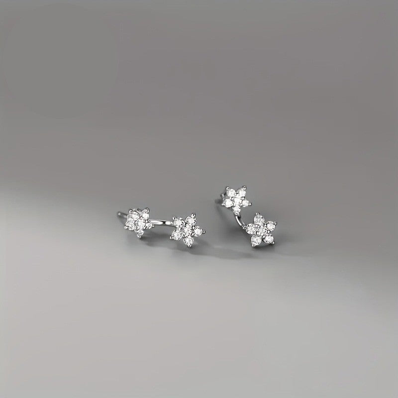 Double Flower Crystal Hoop Earrings