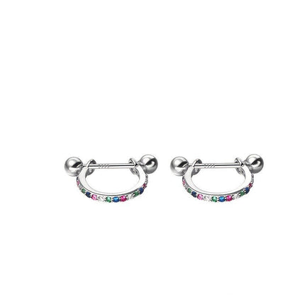 Multicolor Zircon Curved Barbell Earring