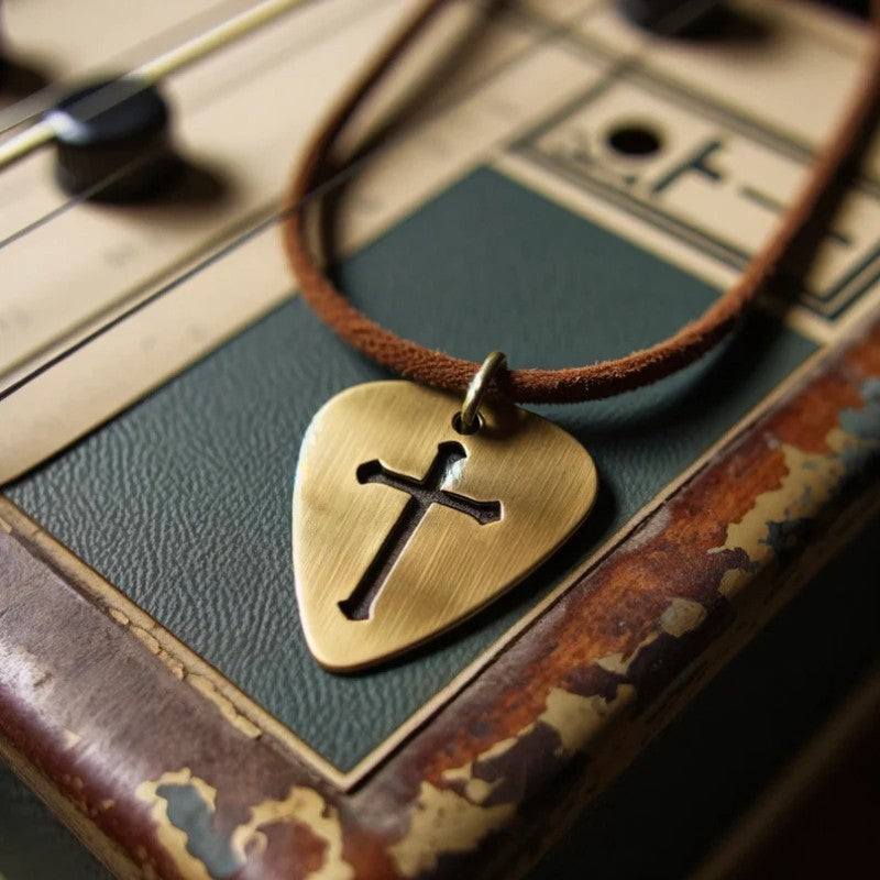 Cross Guitar Pick Necklace