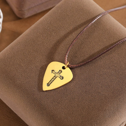 Cross Guitar Pick Necklace
