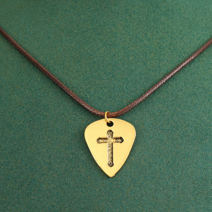 Cross Guitar Pick Necklace