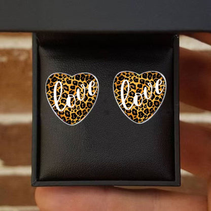 Leopard Love Heart Earrings