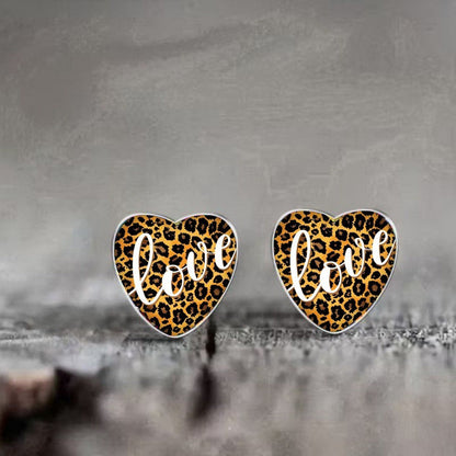 Leopard Love Heart Earrings