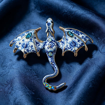 Blue Floral Dragon Brooch