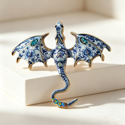 Blue Floral Dragon Brooch