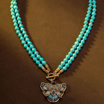 Dragonfly Agate & Turquoise Necklace