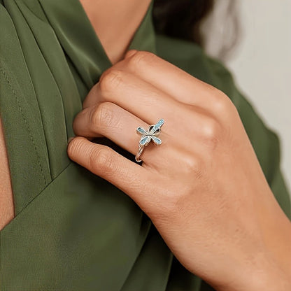 Turquoise Cross Love Knot Ring