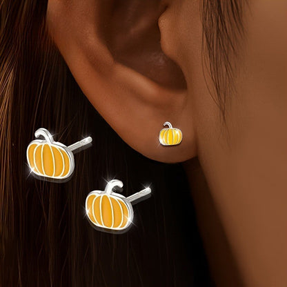 Enamel Pumpkin Stud Earrings