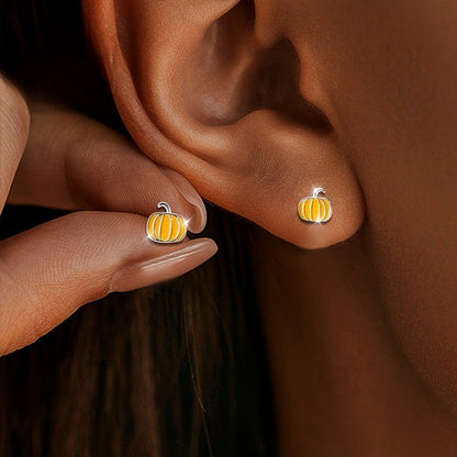 Enamel Pumpkin Stud Earrings