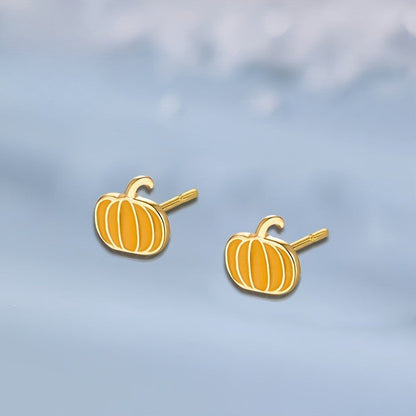 Enamel Pumpkin Stud Earrings