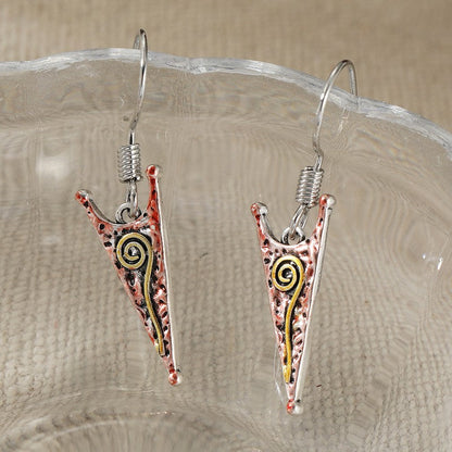 Hammered Triangle Spiral Drop Earrings