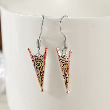 Hammered Triangle Spiral Drop Earrings