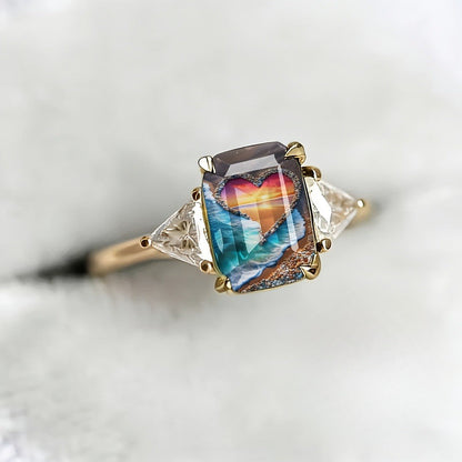 Sunset Heart Glass Ring