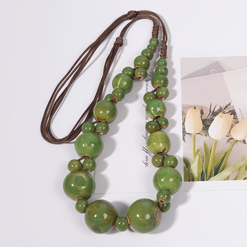 Green Ceramic Bead Necklace