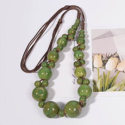 Green Ceramic Bead Necklace