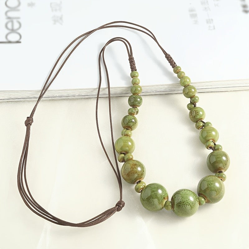 Green Ceramic Bead Necklace