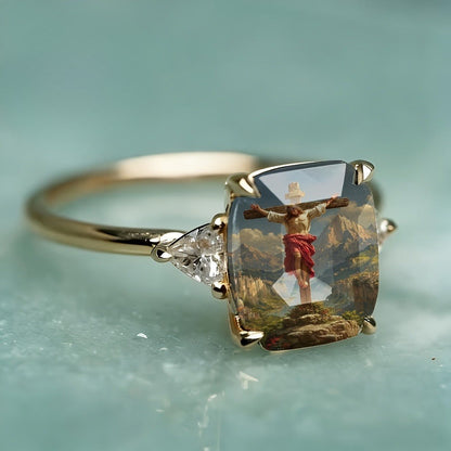 Crucifixion Scene Rectangular Ring