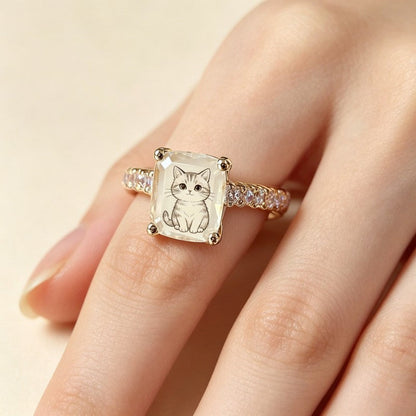 Kitten Square Statement Ring