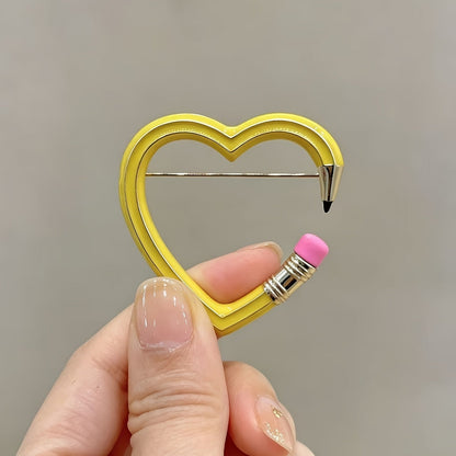 Purple Pencil Heart Brooch
