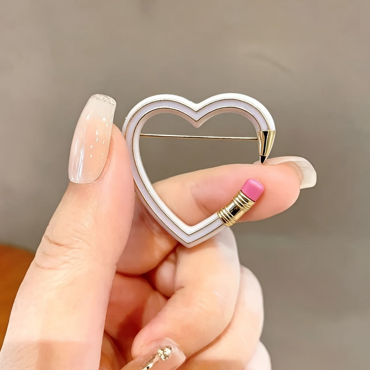 Purple Pencil Heart Brooch