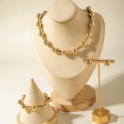 Gold-Tone Bead Link Jewelry Set