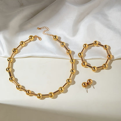 Gold-Tone Bead Link Jewelry Set