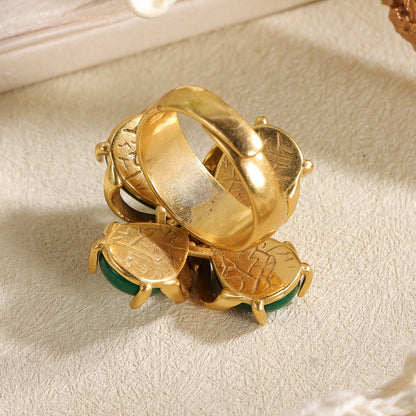 Green Clover Flower Ring