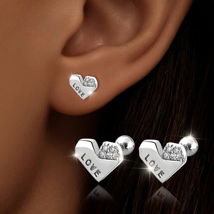 Crystal Love Heart Stud Earrings