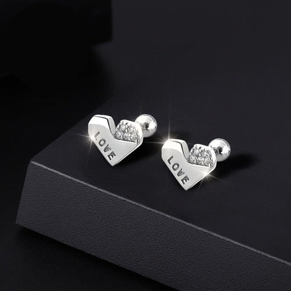 Crystal Love Heart Stud Earrings