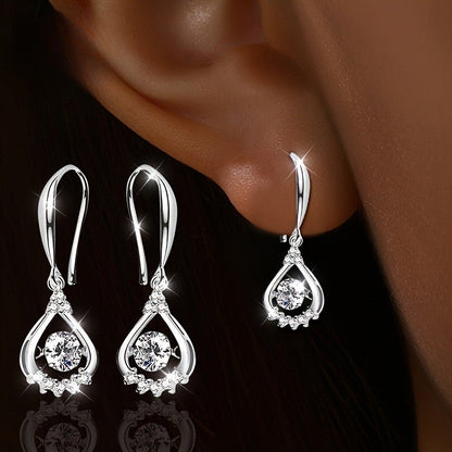Crystal Halo Teardrop Drop Earrings