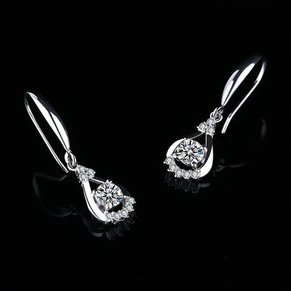 Crystal Halo Teardrop Drop Earrings