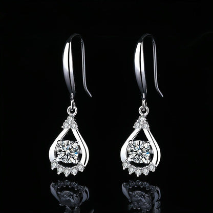 Crystal Halo Teardrop Drop Earrings
