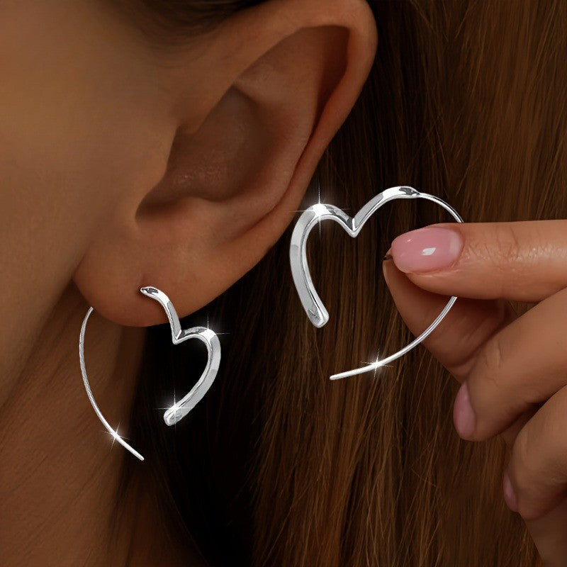 Open Heart Contour Earrings