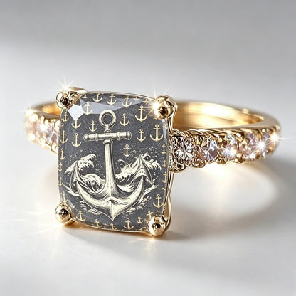 Nautical Anchor Square Ring