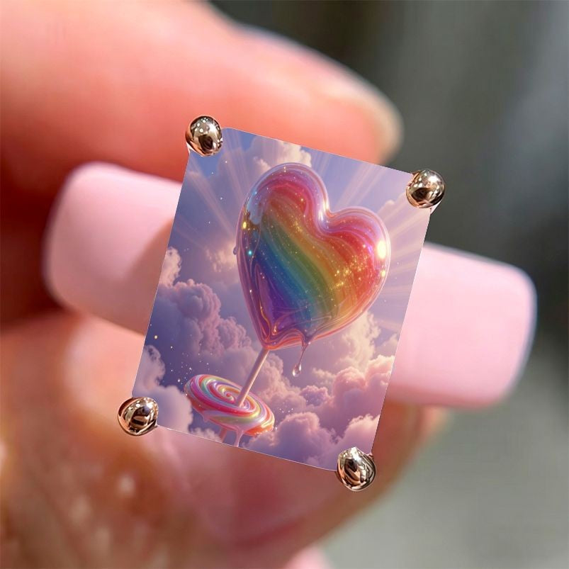 Rainbow Heart Glass Ring