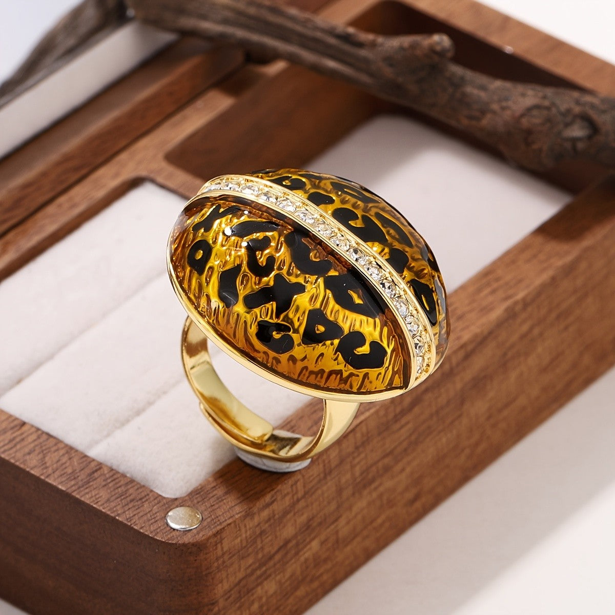 Leopard Print Glass Dome Ring