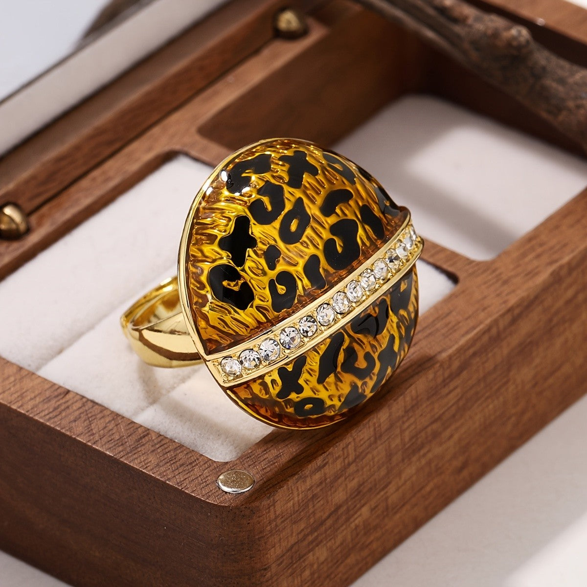 Leopard Print Glass Dome Ring