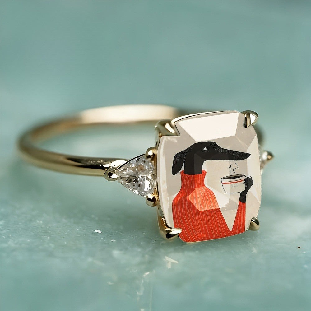 Black Dog Coffee Square Ring