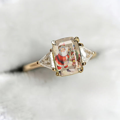 Santa & Reindeer Rectangular Ring